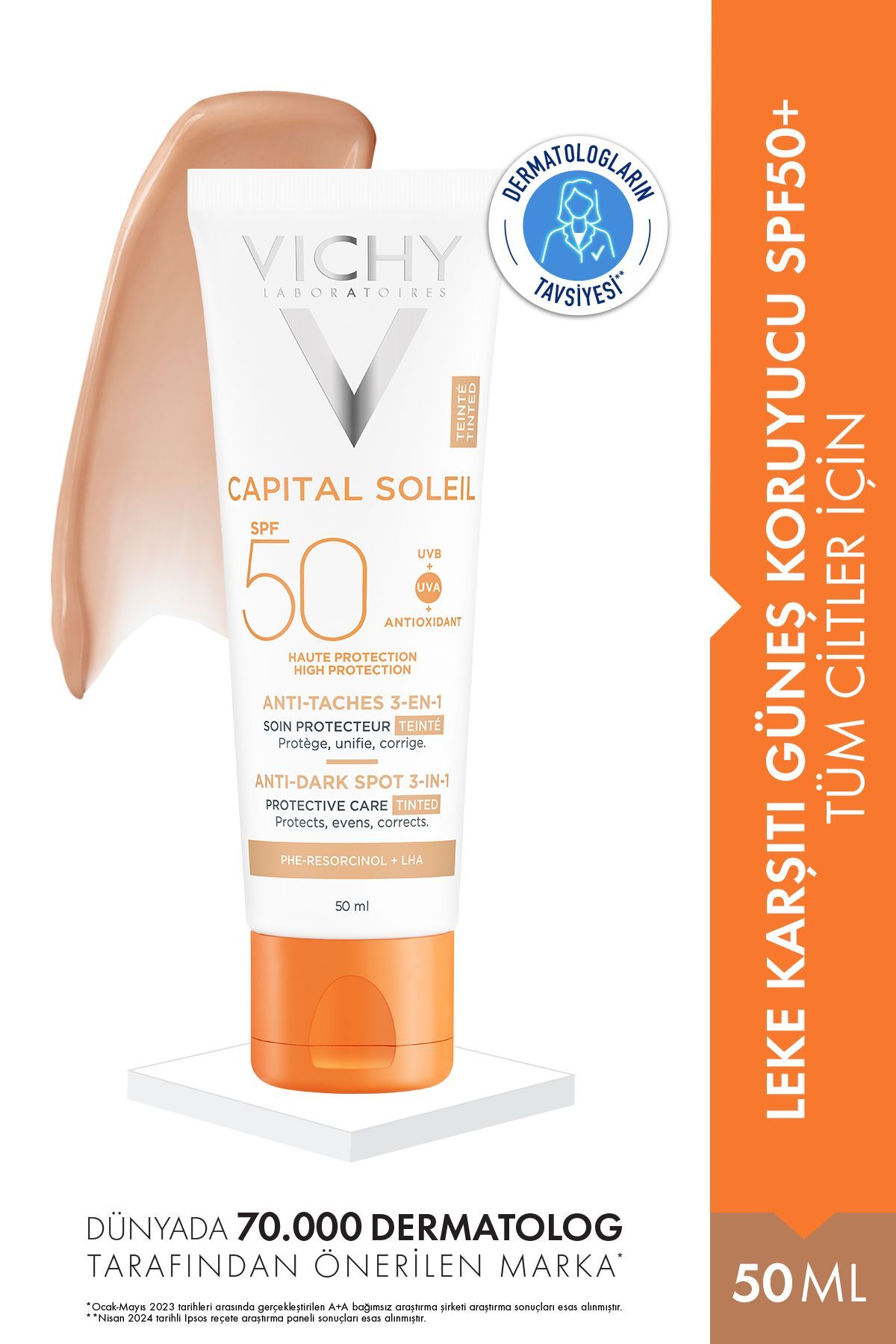 Capital Soleil Spf 50 Leke Karşıtı Renkli Güneş Koruyucu 50 ml