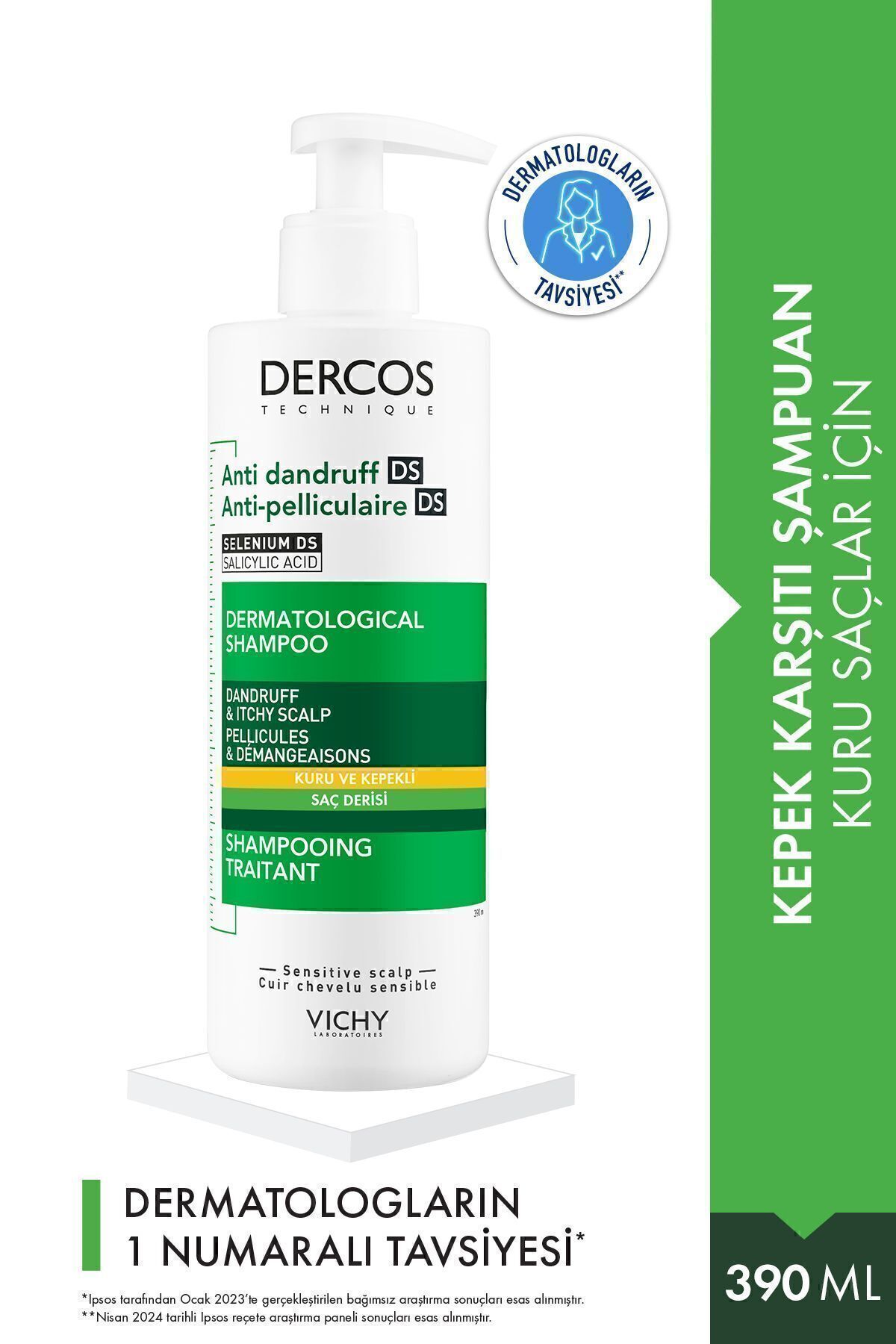 Dercos Anti-Dandruff Kepek Karşıtı Şampuan Kuru Saçlar 390 ml 8690595028071