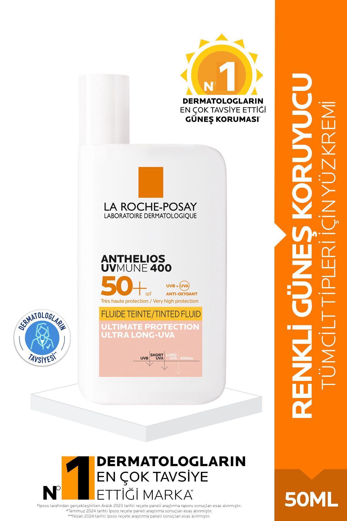 Anthelios Uvmune Fluid Spf 50 Tüm Ciltler Için Yüksek Korumalı Renkli Yüz Güneş Kremi