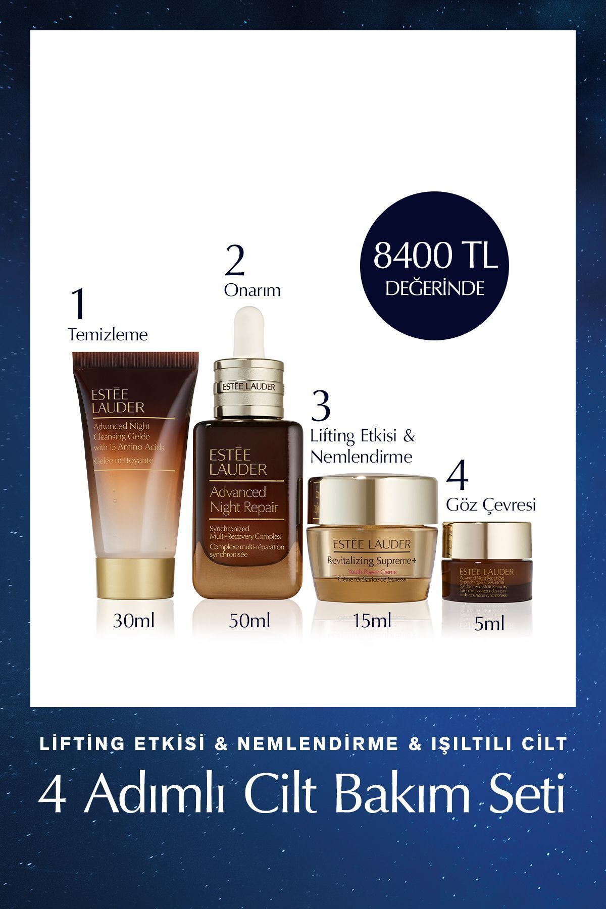 Yaşlanma Karşıtı Nemlendirici ve Onarıcı Etkili 4 Parçalı Set 50ml+15ml+30ml+5ml Passi.4073