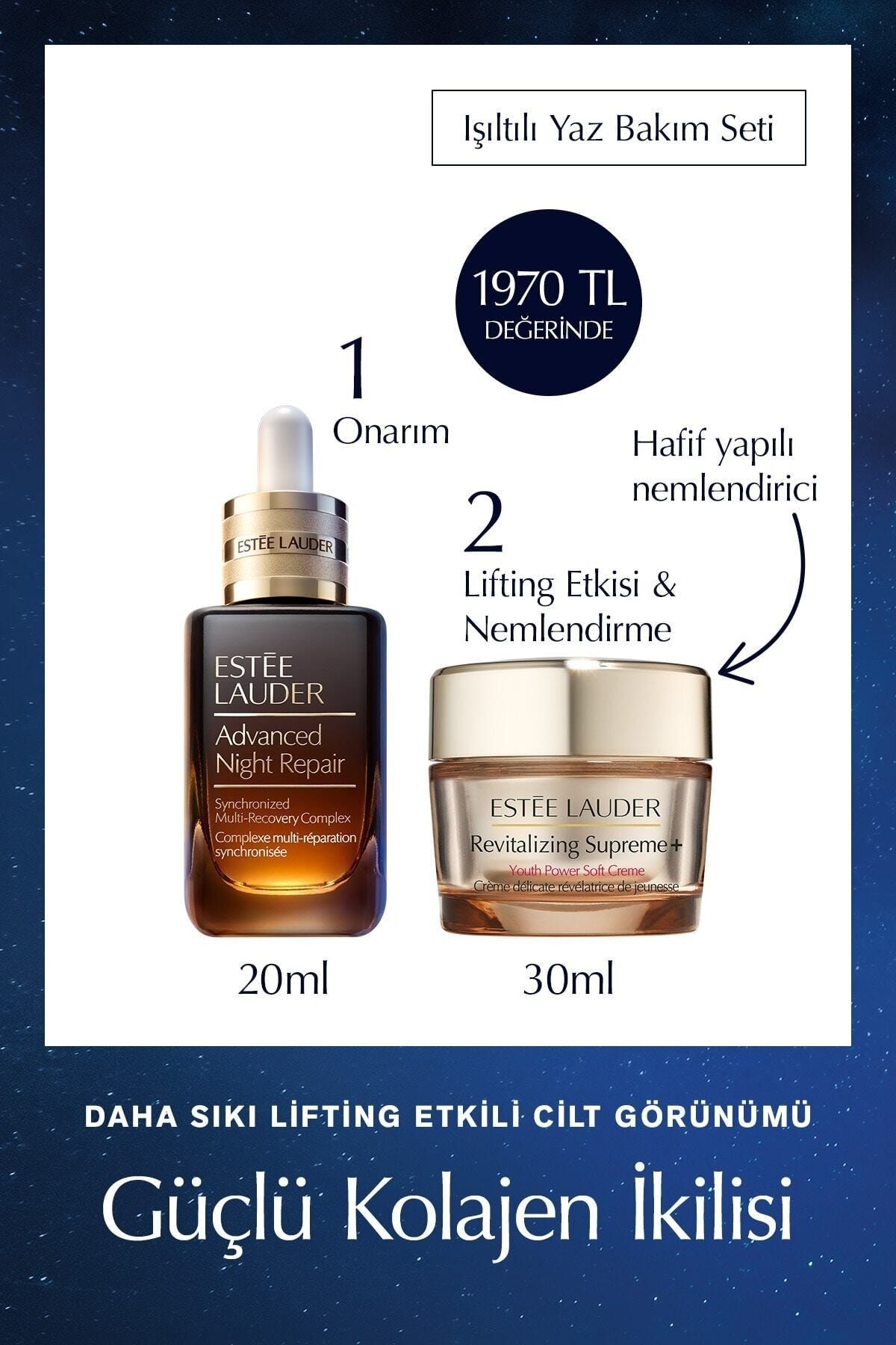 Advanced Night Repair Serum 20ml + Revitalizing Supreme+ Süper Soft Nemlendirici 30ml.