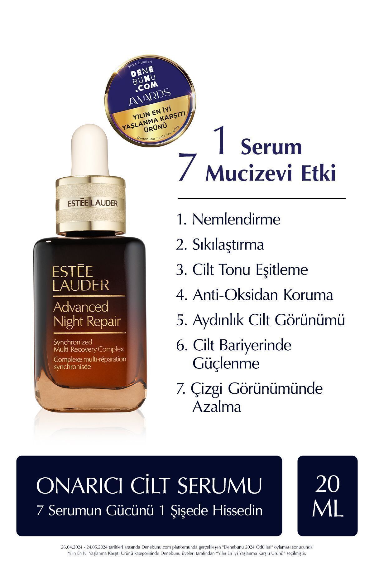 Yaşlanma Karşıtı Cilt Serumu - Advanced Night Repair Onarıcı Gece Serumu 20 ml