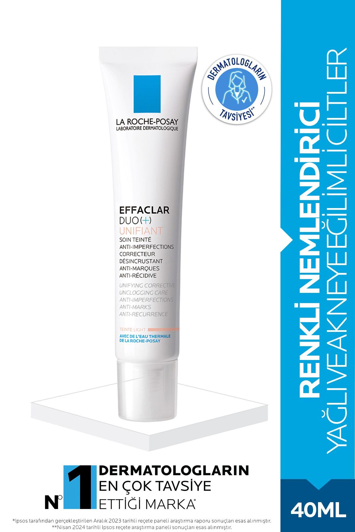 Effaclar Duo(+) Unifiant Renkli Nemlendirici Light Krem 40 ml - Yağlı/Akneye Eğilimli Ciltler