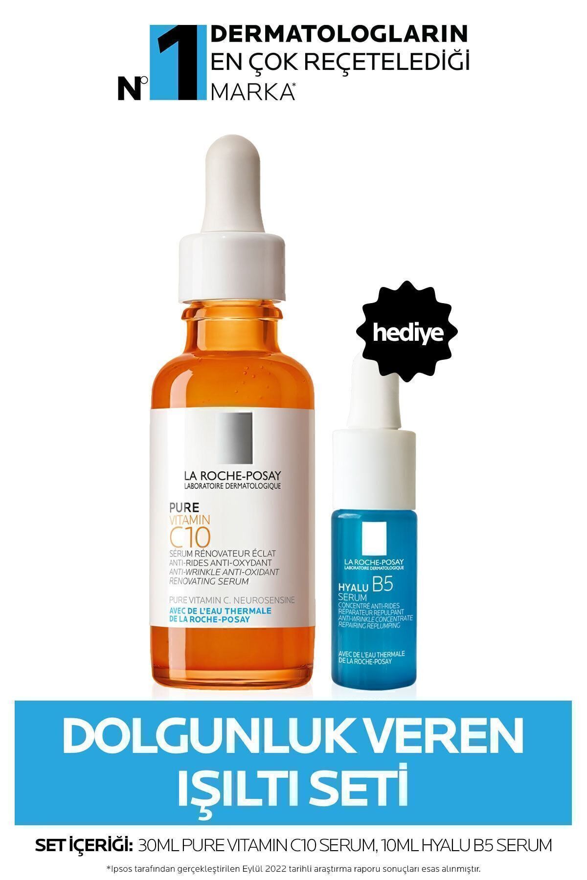 Dolgunluk Veren Işıltı Seti C Vitamini Serum 30ml + Hyalu B5 10 ml Serum