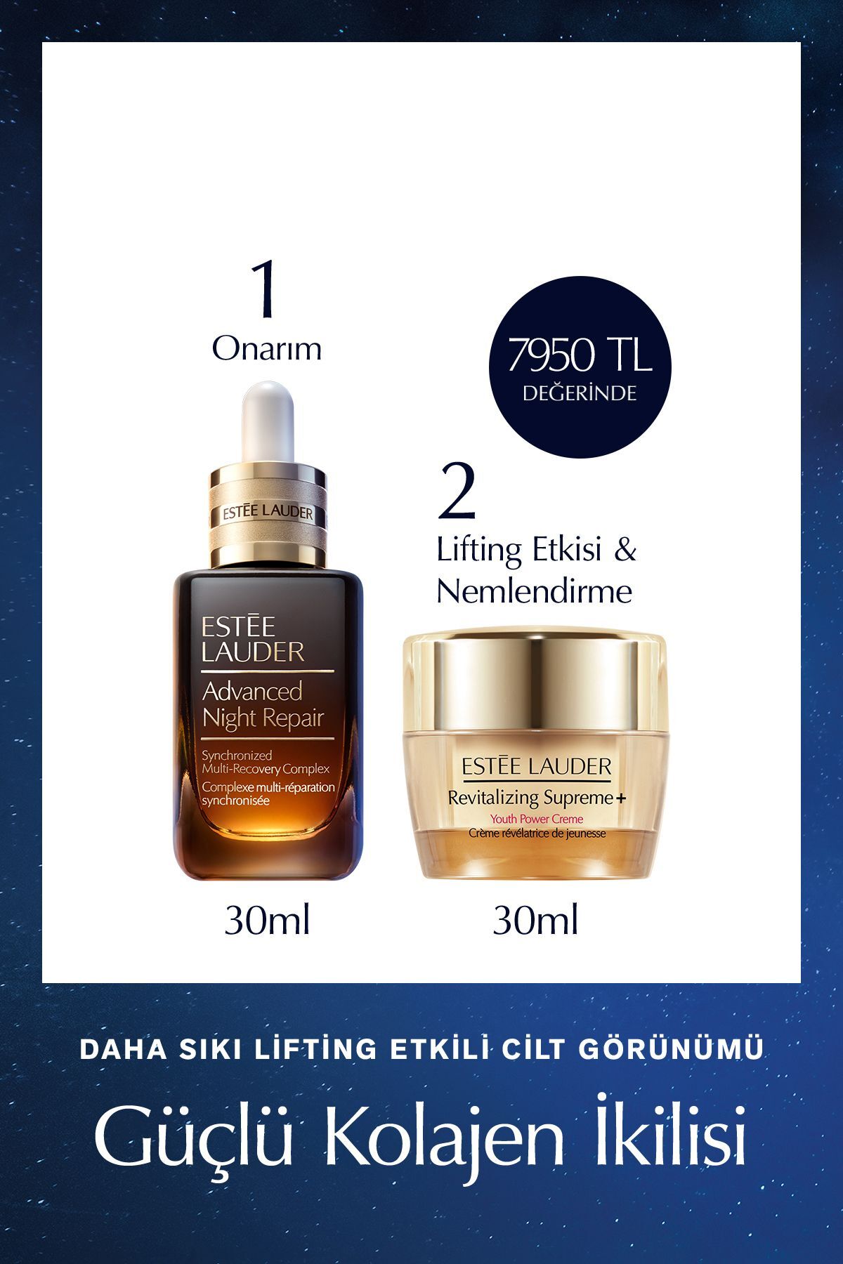 Cilt Bakım Seti - Advanced Night Repair Serum 30ml Revitalizing Supreme Nemlendirici Krem 30ml