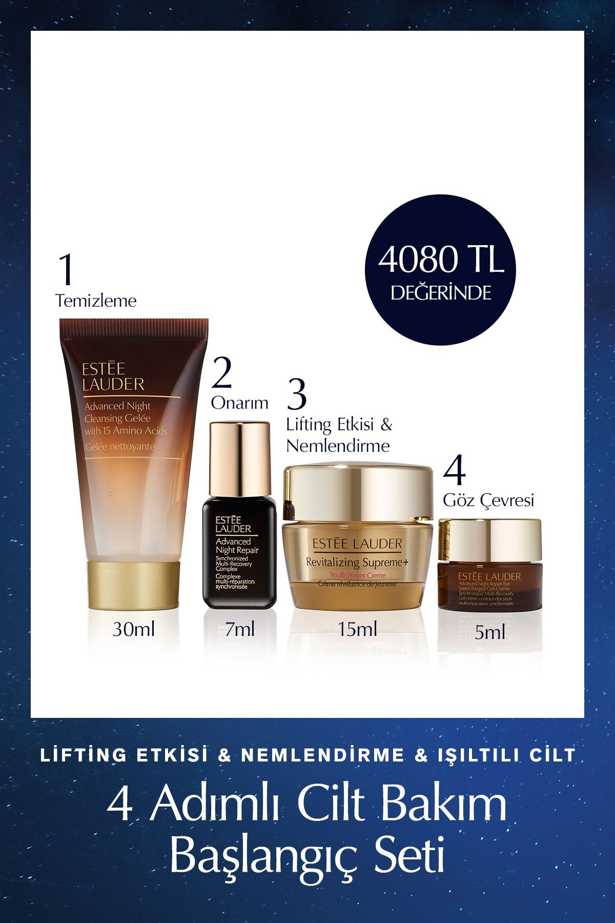 Advanced Night Repair Tanışma Seti Temizleyici 30ml, Serum 7ml, Nemlendirici 15ml, Göz kremi 5ml