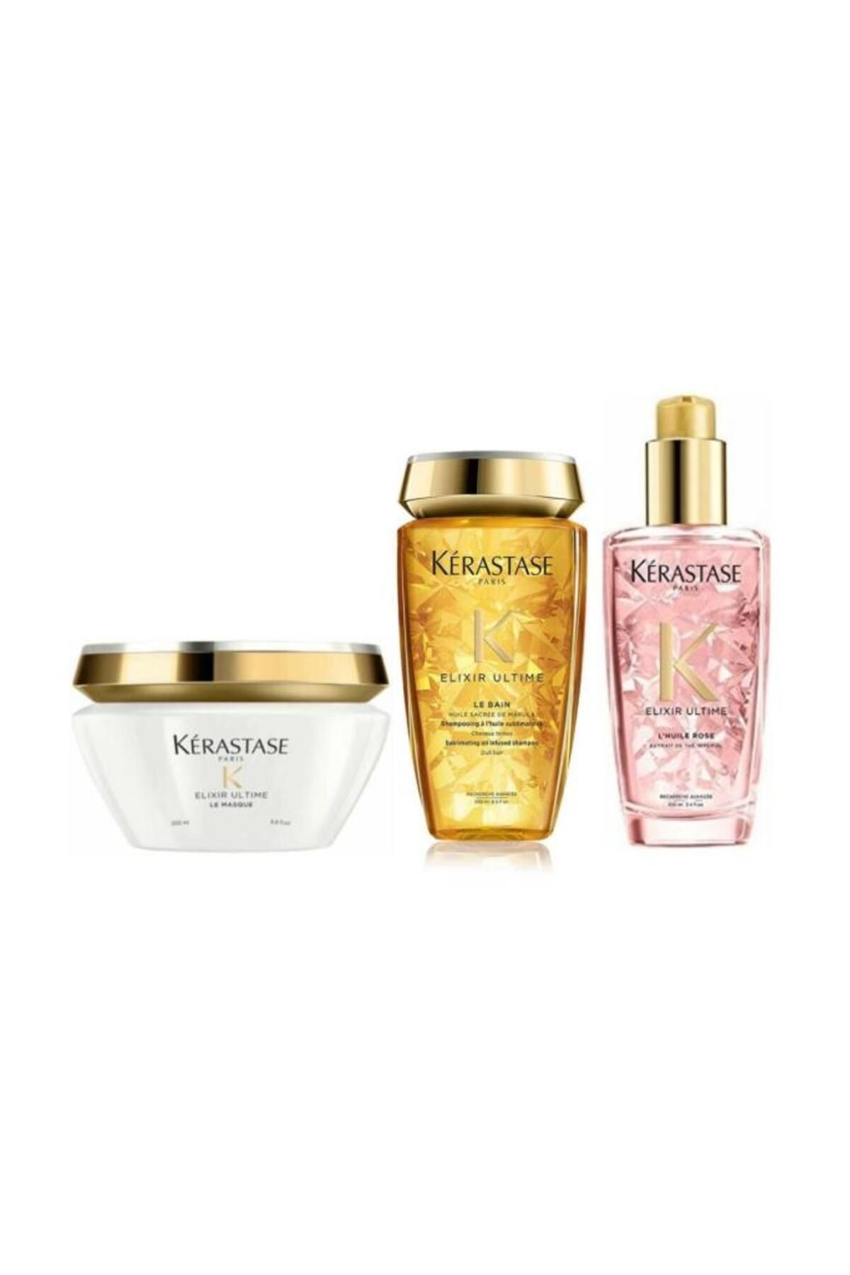 Elixir Ultime Le Bain Saç Banyosu 250 ml Ultime Le Masque 200 ml Ultime L'huile Rose Yağ